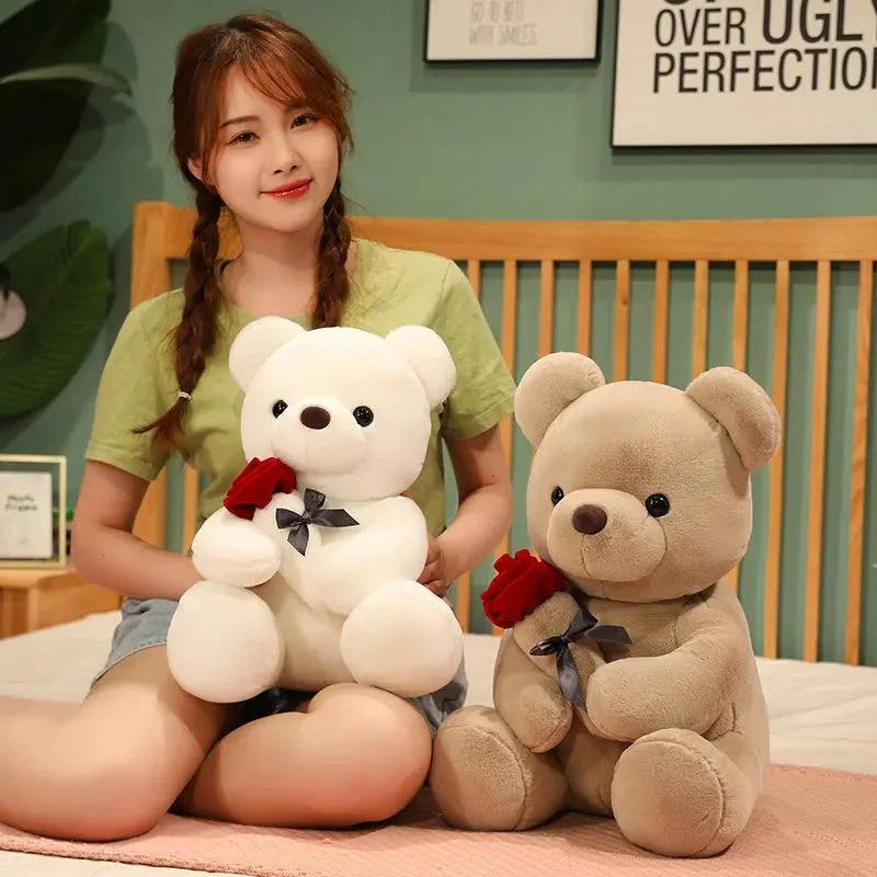 Almohada de Peluche Oso de Rosas Abrazo - Compañero Suave y Adorable