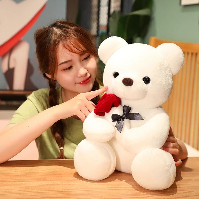 Almohada de Peluche Oso de Rosas Abrazo - Compañero Suave y Adorable