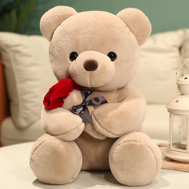 Almohada de Peluche Oso de Rosas Abrazo - Compañero Suave y Adorable