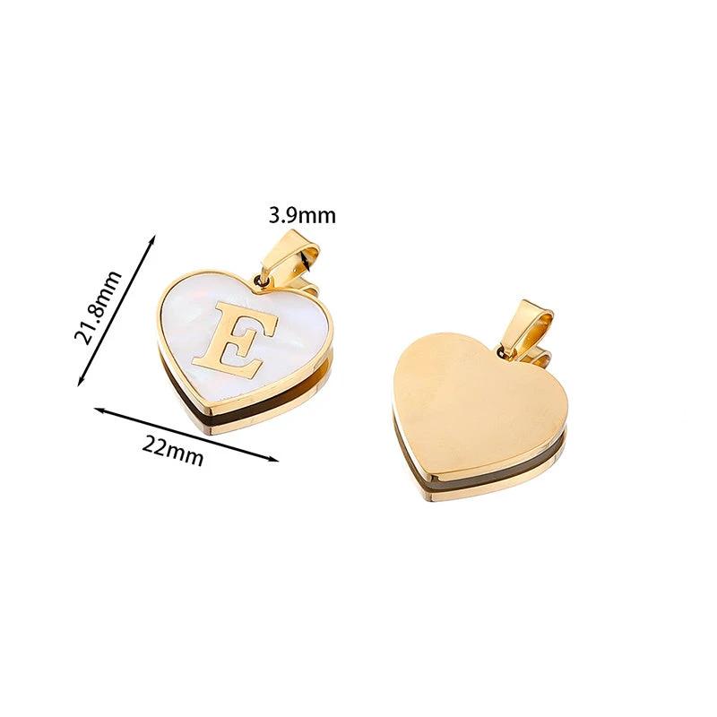 Collier en forme de cœur personnalisé avec 26 lettres en coquille blanche