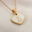 Collier en forme de cœur personnalisé avec 26 lettres en coquille blanche