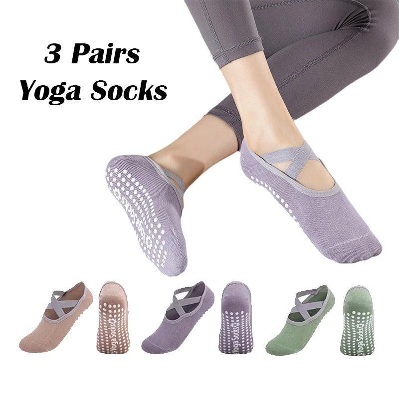 3 Pares de Calcetines de Yoga Antideslizantes para Mujeres para Estabilidad y Comodidad