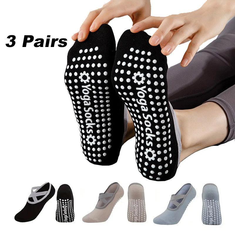 3 Pares de Calcetines de Yoga Antideslizantes para Mujeres para Estabilidad y Comodidad
