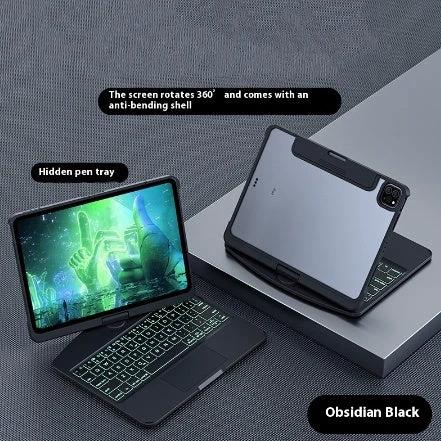 Housse transparente avec clavier pivotant à 360° pour iPad avec emplacement pour stylo