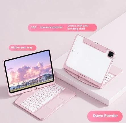 Housse transparente avec clavier pivotant à 360° pour iPad avec emplacement pour stylo