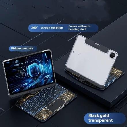 Housse transparente avec clavier pivotant à 360° pour iPad avec emplacement pour stylo