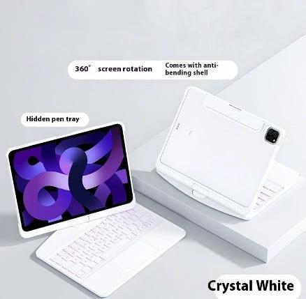 Housse transparente avec clavier pivotant à 360° pour iPad avec emplacement pour stylo