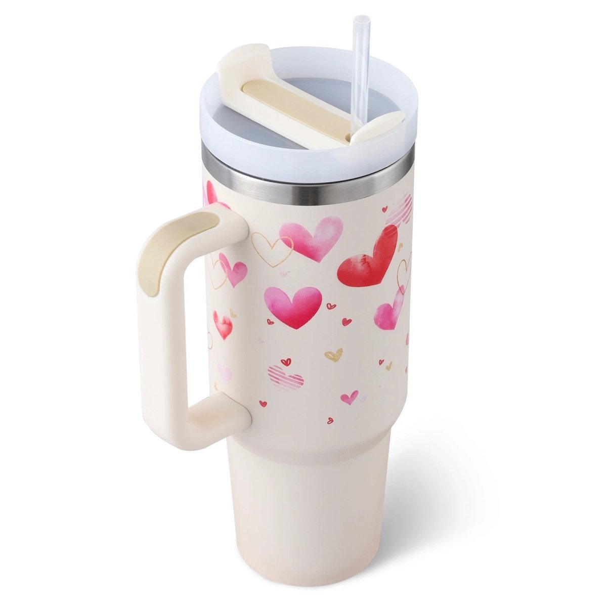 Vaso de acero inoxidable aislado de 40 oz con asa y popote