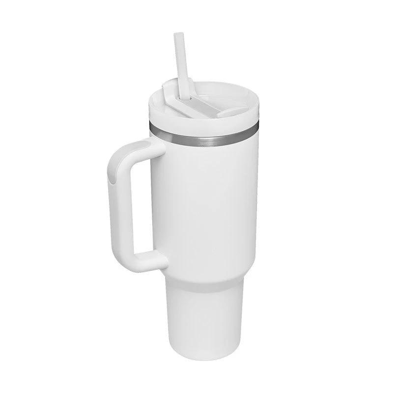 Vaso de acero inoxidable aislado de 40 oz con asa y popote