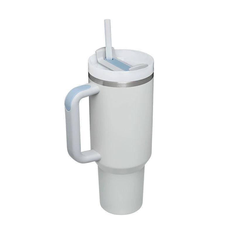 Vaso de acero inoxidable aislado de 40 oz con asa y popote