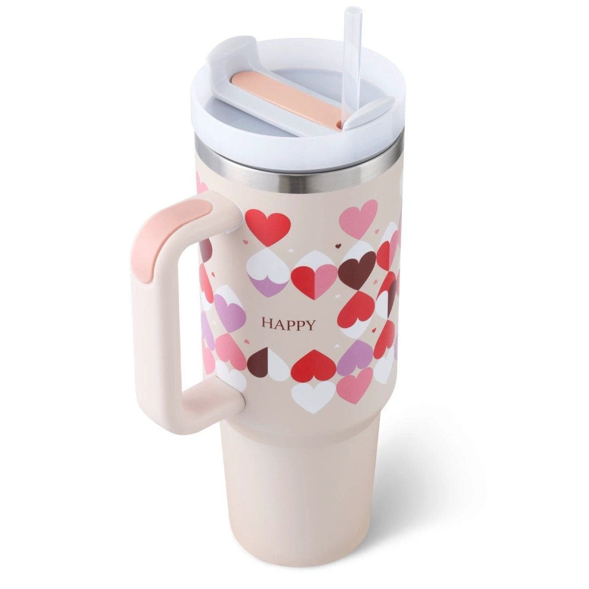 Vaso de acero inoxidable aislado de 40 oz con asa y popote
