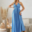 Vestido Maxi Halter Bohemio - Vestido Sin Mangas de Verano para Mujer