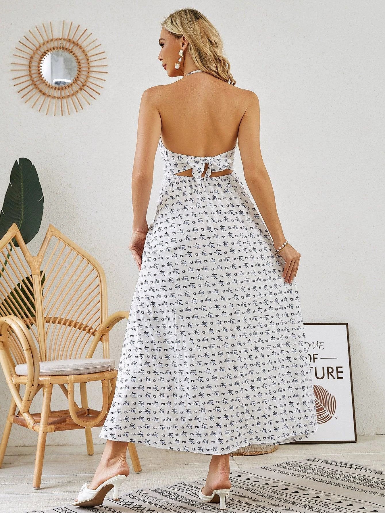 Robe Maxi Halter Bohème - Robe d'Été pour Femmes