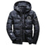 Parka d'hiver à capuche camouflage pour homme - Coupe ajustée et coupe-vent