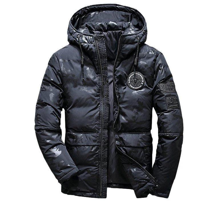 Parka d'hiver à capuche camouflage pour homme - Coupe ajustée et coupe-vent