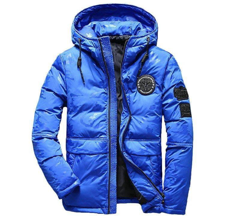 Parka d'hiver à capuche camouflage pour homme - Coupe ajustée et coupe-vent