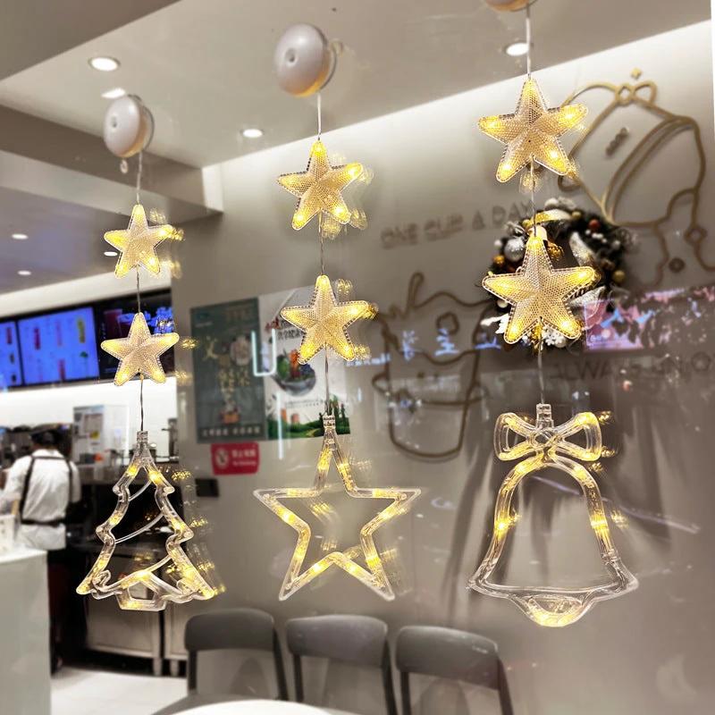Luces Colgantes LED en Forma de Estrella de 3 Piezas para Decoración Navideña