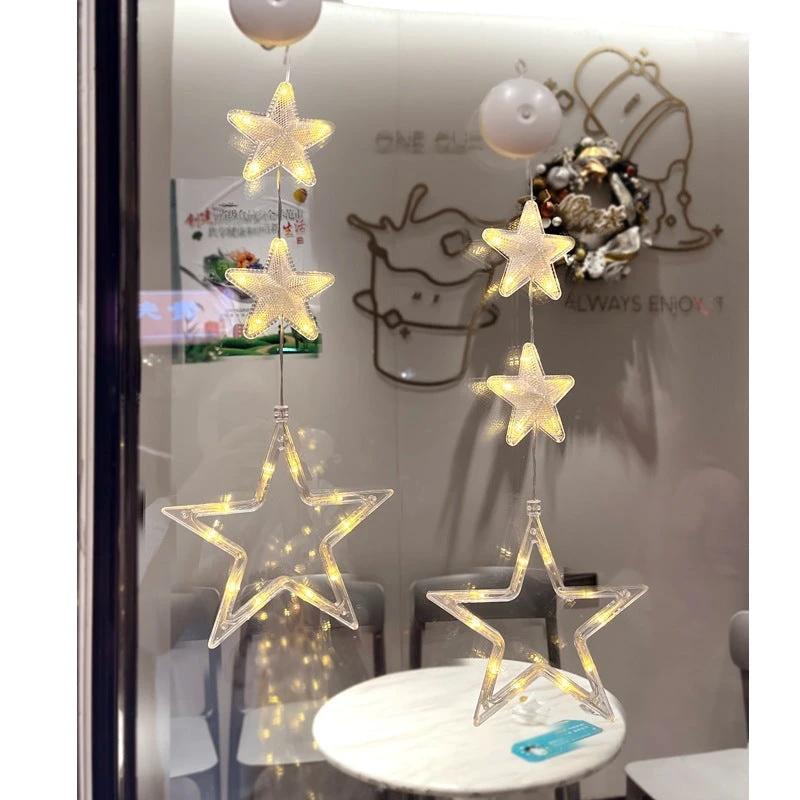 Luces Colgantes LED en Forma de Estrella de 3 Piezas para Decoración Navideña