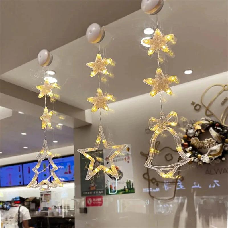 Luces Colgantes LED en Forma de Estrella de 3 Piezas para Decoración Navideña