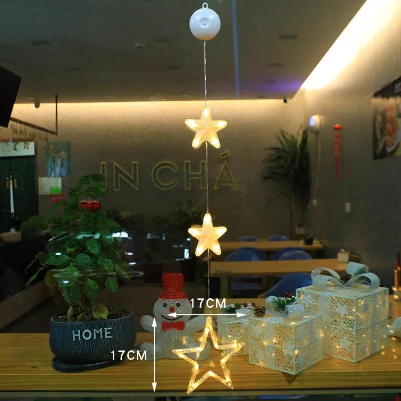 Luces Colgantes LED en Forma de Estrella de 3 Piezas para Decoración Navideña