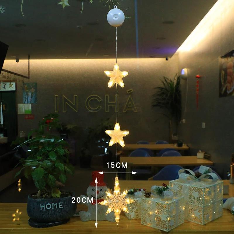 Luces Colgantes LED en Forma de Estrella de 3 Piezas para Decoración Navideña