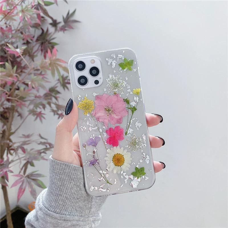 Funda para teléfono Elysian Designs con flores secas y foil plateado