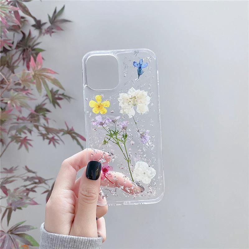 Funda para teléfono Elysian Designs con flores secas y foil plateado