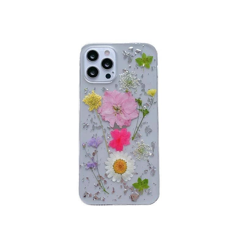 Funda para teléfono Elysian Designs con flores secas y foil plateado