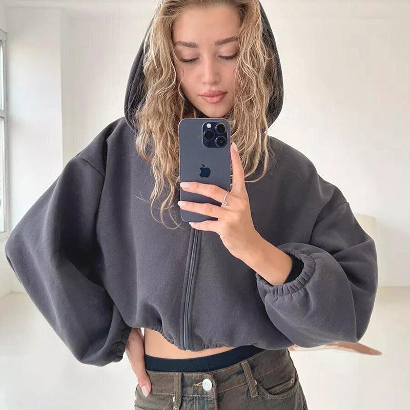 European and American Casual Women's Solid Color Hoodies