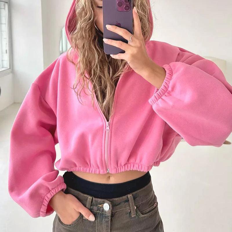 European and American Casual Women's Solid Color Hoodies