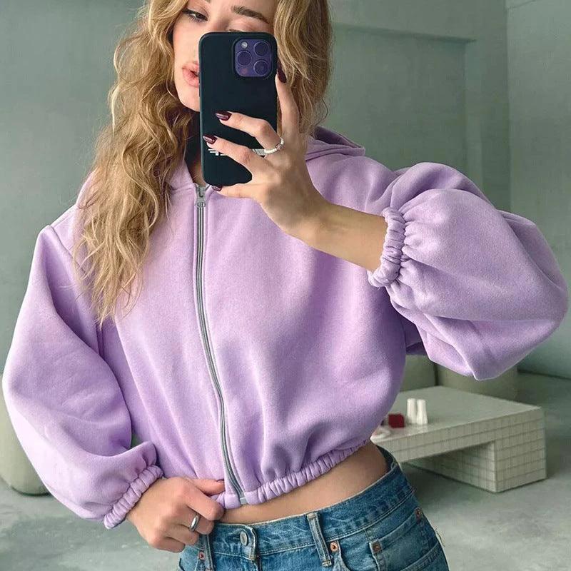 European and American Casual Women's Solid Color Hoodies