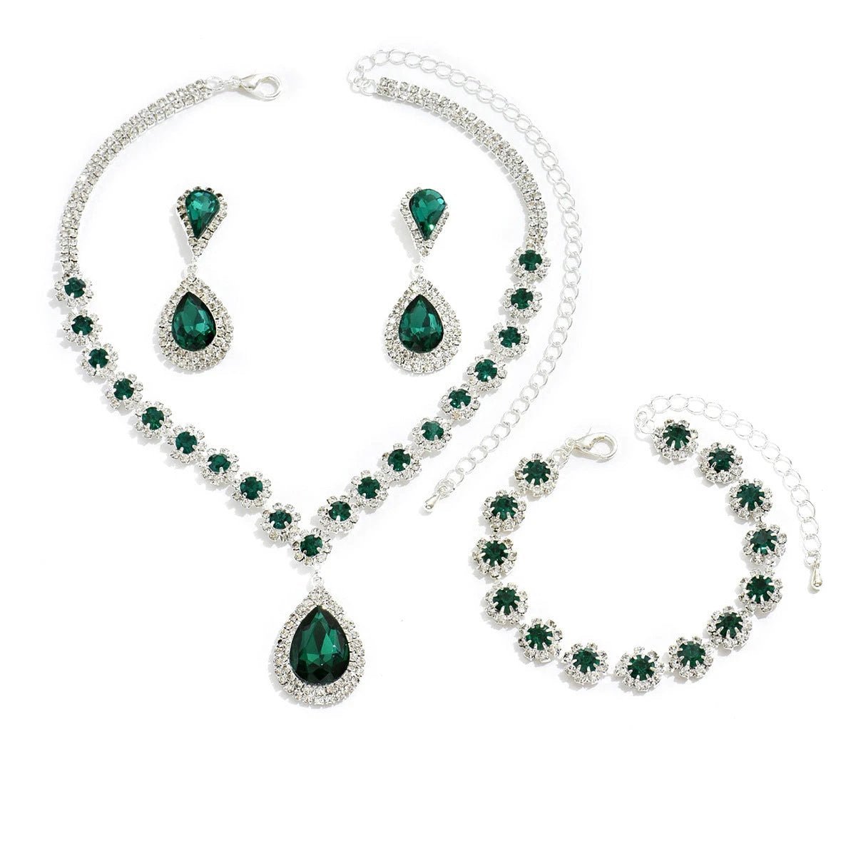 Ensemble de Bijoux de Mariée Élégant : Collier, Boucles d'Oreilles et Bracelet