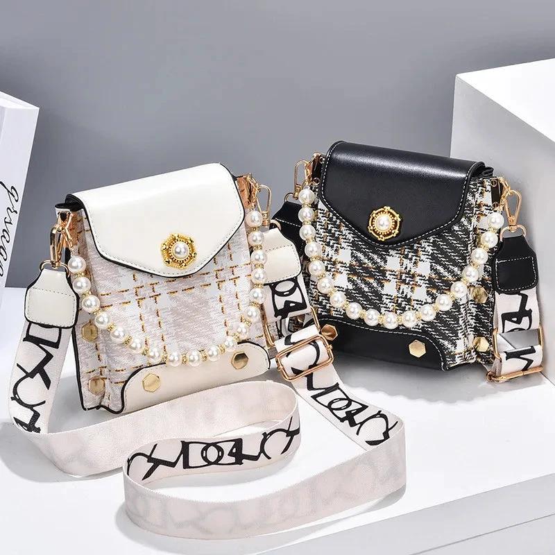 Bolso Cruzado Elegante para Mujeres con Detalle de Perlas