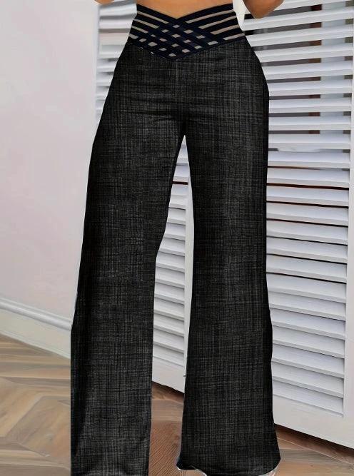 Pantalons en Couleur Unie Taille Haute pour Filles - Style Estival Polyvalent