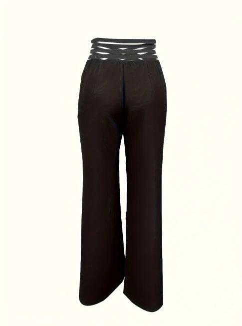 Pantalons en Couleur Unie Taille Haute pour Filles - Style Estival Polyvalent