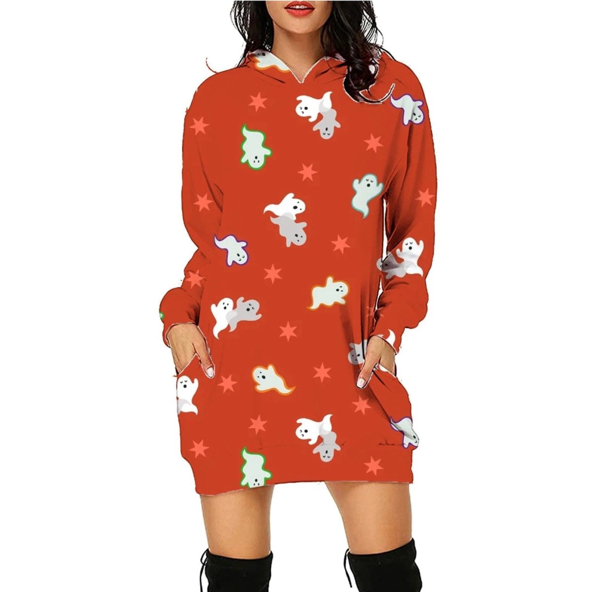 Hoodie à manches longues imprimé Halloween avec poches pour femmes