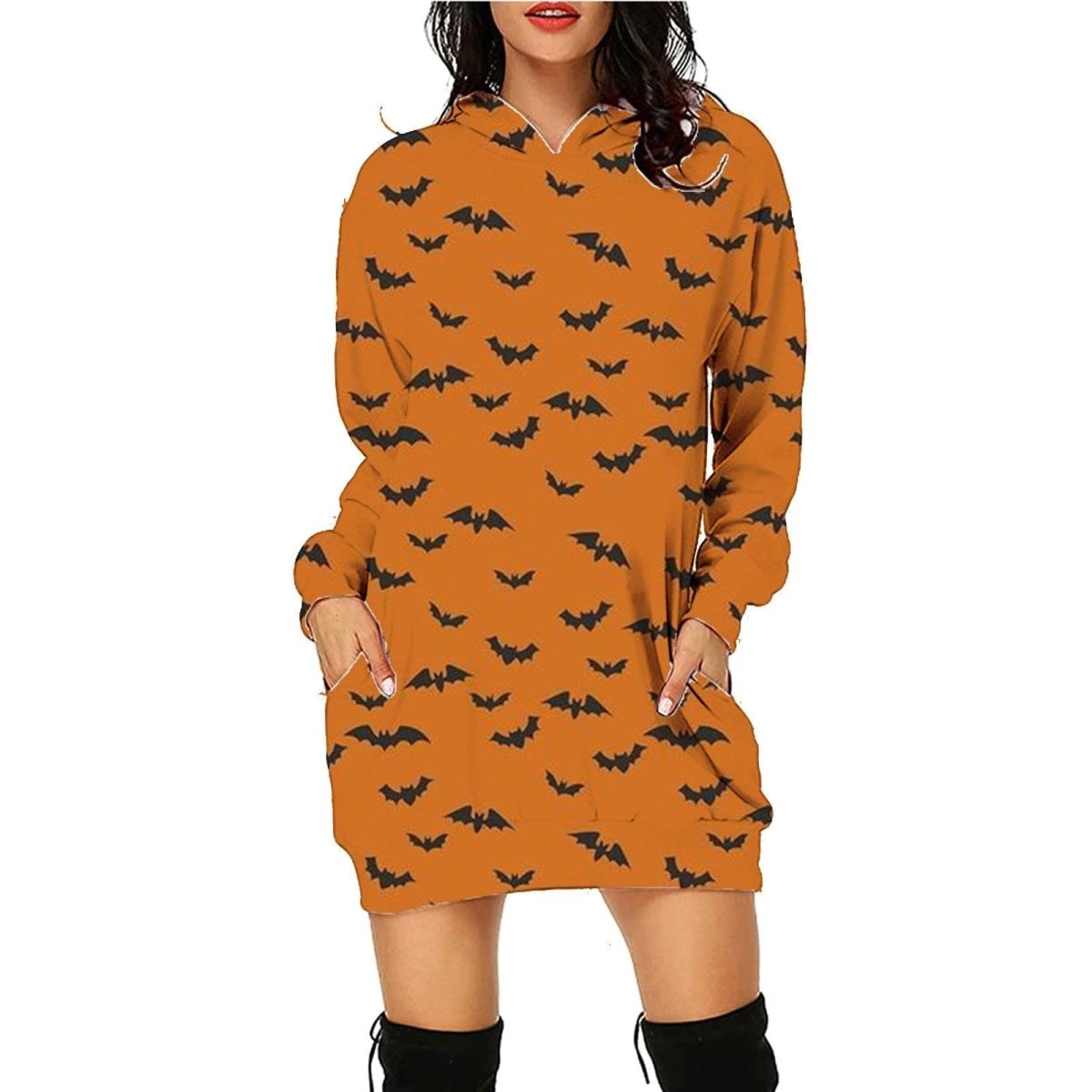 Hoodie à manches longues imprimé Halloween avec poches pour femmes