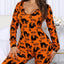 Mono Impreso de Halloween - Pijamas de Manga Larga para el Hogar
