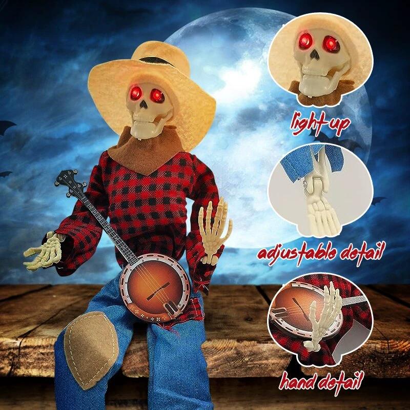 Esqueleto Guitarrista Iluminado - Decoración Espeluznante de Halloween