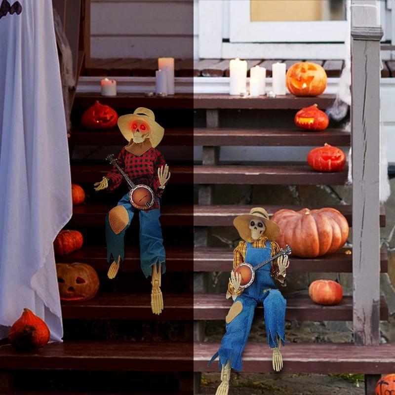 Esqueleto Guitarrista Iluminado - Decoración Espeluznante de Halloween