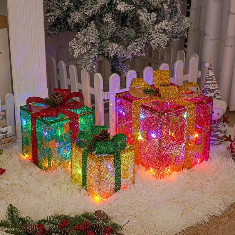 Caja de Regalo Navideña Iluminada - Decoración Exterior Luminosa