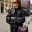 Loose Lapel Leather Jacket - Stylish Cropped Streetwear for Women