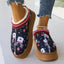 Mandotos Christmas Cartoon Print Plush Lined Ankle Boots for Women