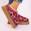 Mandotos Christmas Cartoon Print Plush Lined Ankle Boots for Women