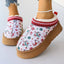 Mandotos Christmas Cartoon Print Plush Lined Ankle Boots for Women