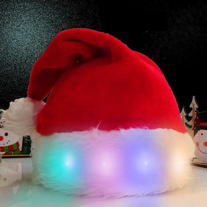 Sombrero de Santa de Peluche con Luz LED Mandotos para Todas las Edades