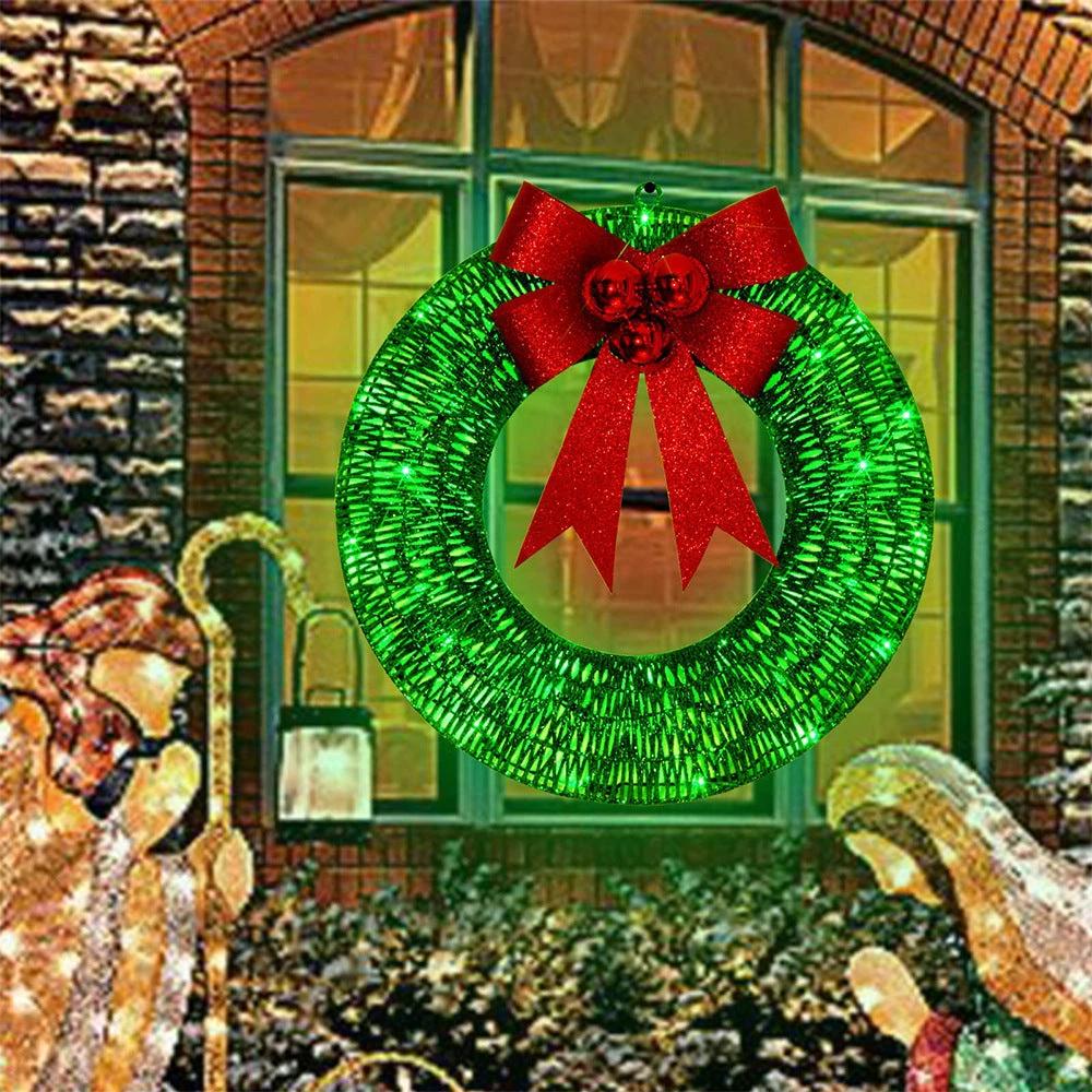 Couronne de Noël LED lumineuse Mandotos 50 cm avec nœud