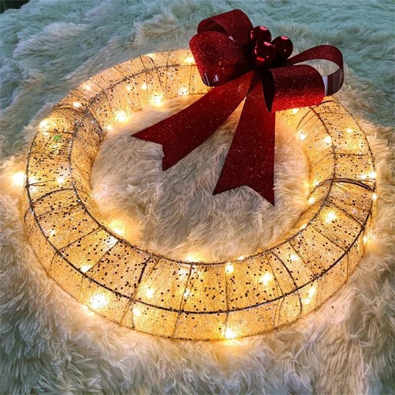 Couronne de Noël LED lumineuse Mandotos 50 cm avec nœud