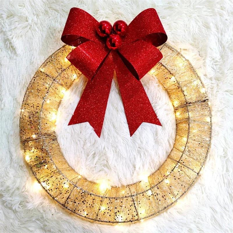 Couronne de Noël LED lumineuse Mandotos 50 cm avec nœud