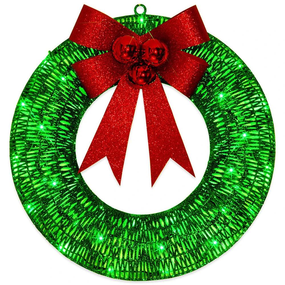 Couronne de Noël LED lumineuse Mandotos 50 cm avec nœud